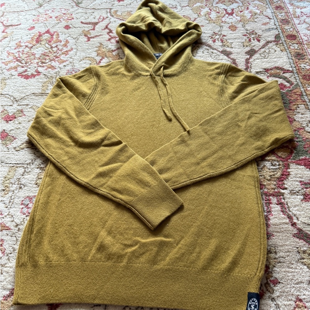 Todd Snyder Mustard Yellow 100% Cashmere Hoodie Sweater